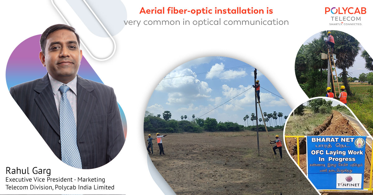 Aerial fiber-optic installation is very common in optical communication